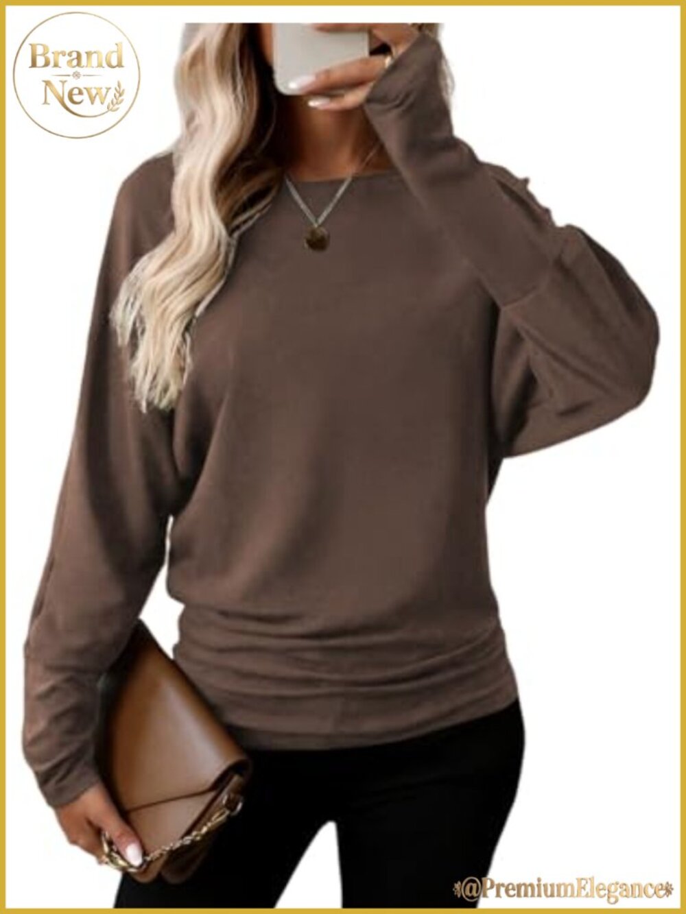 Women's Batwing Long Sleeve Boat Neck Ruched Hem Pullover Top